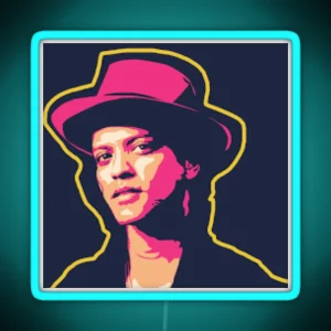Bruno Mars Art Bruno Mars Hat RGB Neon Sign