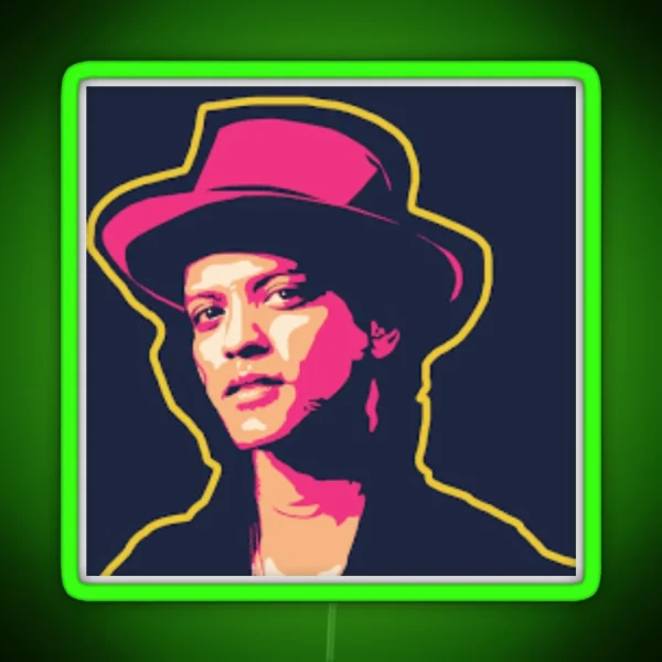 Bruno Mars Art Bruno Mars Hat RGB Neon Sign