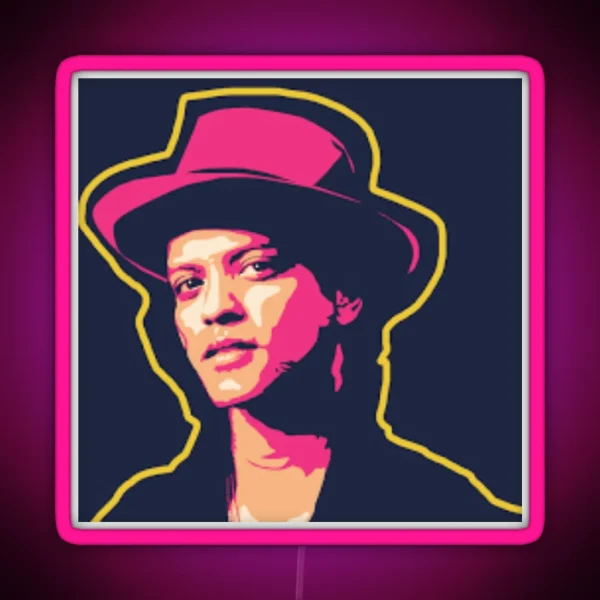 Bruno Mars Art Bruno Mars Hat RGB Neon Sign