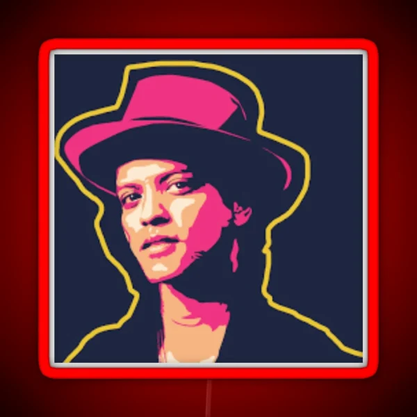 Bruno Mars Art Bruno Mars Hat RGB Neon Sign