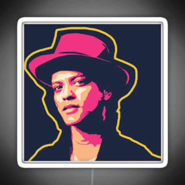 Bruno Mars Art Bruno Mars Hat RGB Neon Sign
