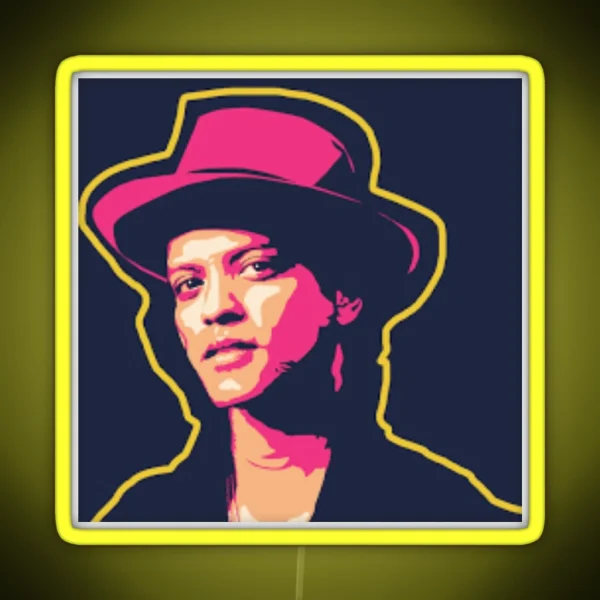 Bruno Mars Art Bruno Mars Hat RGB Neon Sign