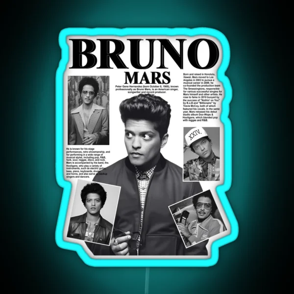 Bruno Mars Pop Music Concert 2023 RGB Neon Sign