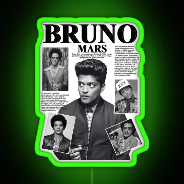Bruno Mars Pop Music Concert 2023 RGB Neon Sign