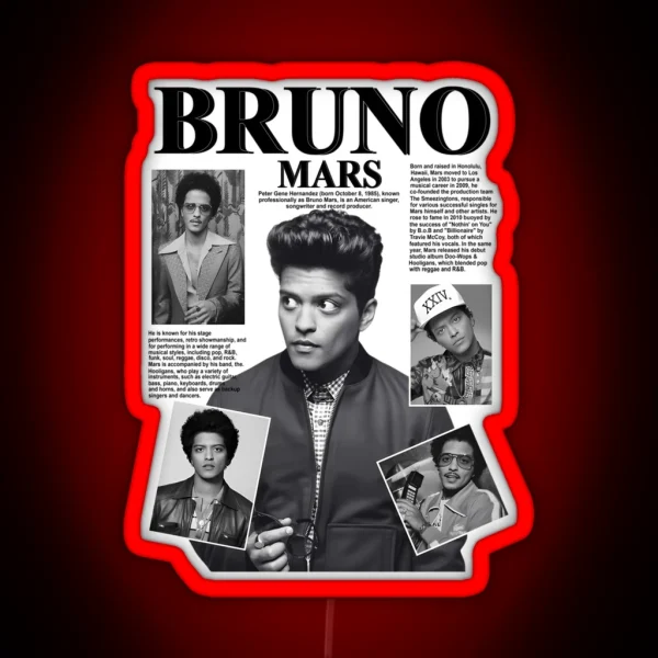 Bruno Mars Pop Music Concert 2023 RGB Neon Sign
