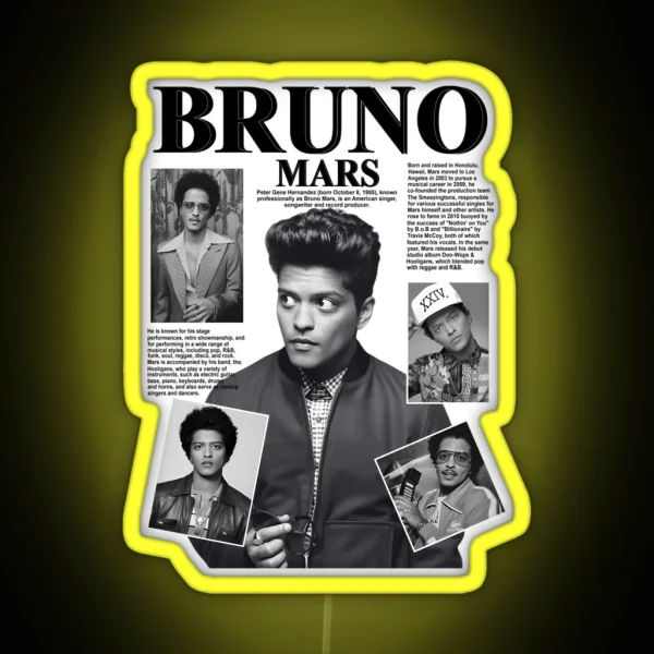 Bruno Mars Pop Music Concert 2023 RGB Neon Sign