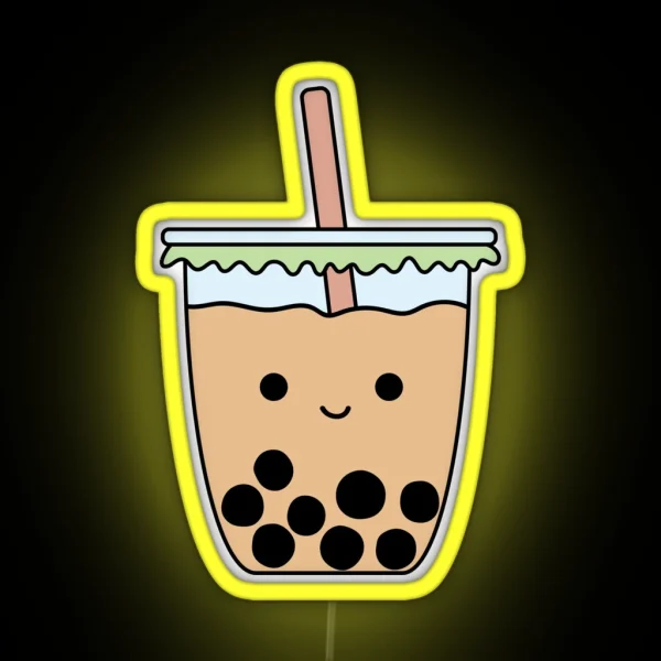 Bubble Milk Tea Boba Face Mask And Led RGB Neon Sign