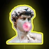 Vibrant bubblegum pink hue digital art colorful LED illuminated display.