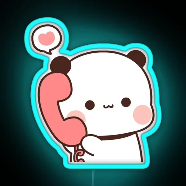 Bubu Is Receiving A Call From Her Dudu Cute RGB Neon Sign