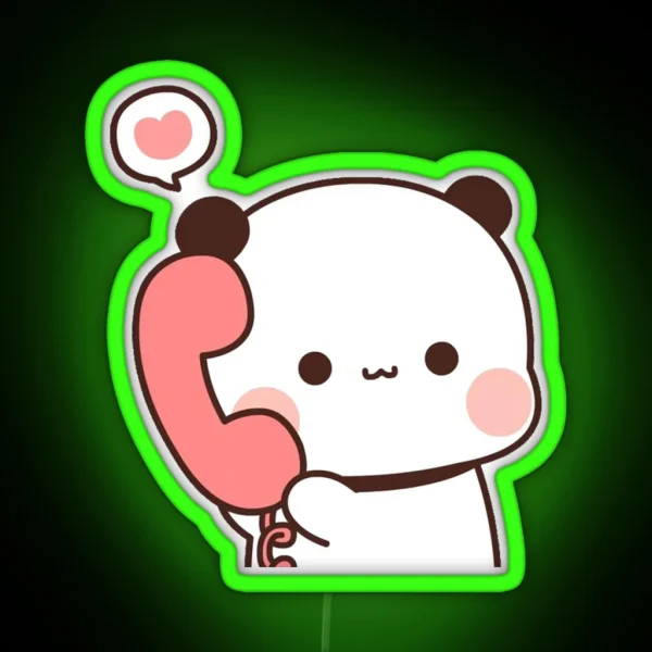 Bubu Is Receiving A Call From Her Dudu Cute RGB Neon Sign