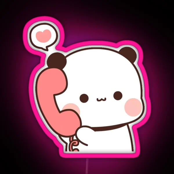 Bubu Is Receiving A Call From Her Dudu Cute RGB Neon Sign
