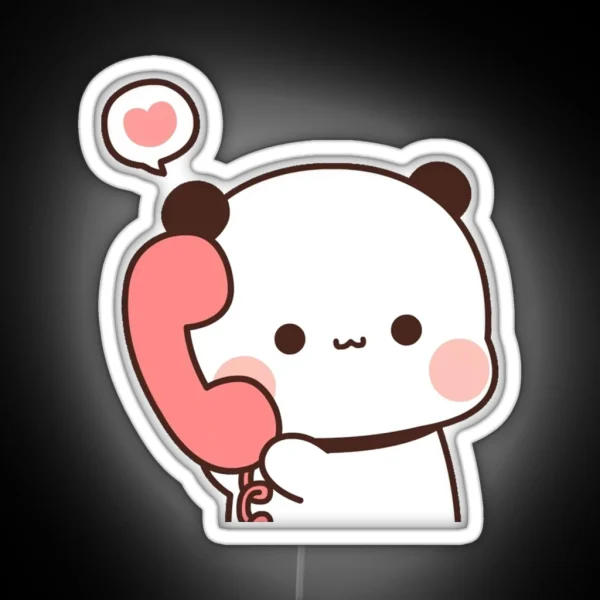 Bubu Is Receiving A Call From Her Dudu Cute RGB Neon Sign