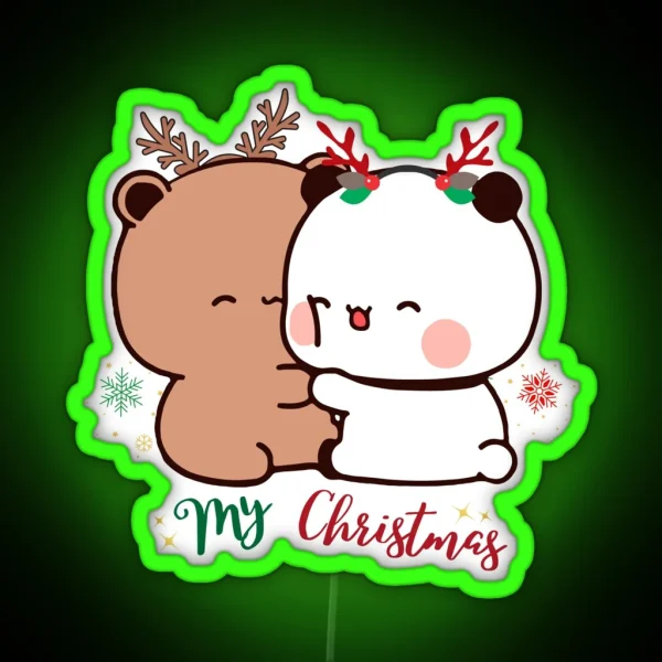 Bubu Panda Is Dudu Bear S Christmas Love RGB Neon Sign
