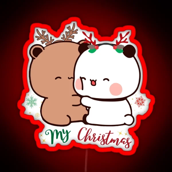 Bubu Panda Is Dudu Bear S Christmas Love RGB Neon Sign