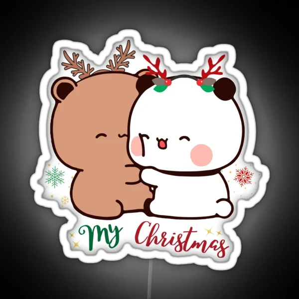 Bubu Panda Is Dudu Bear S Christmas Love RGB Neon Sign