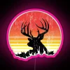 Buck Deer Silhouette Sunset Scene with Worn Rustic Neon RGB Effect