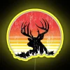 Bright Buck Deer at Sunset with Distressed Worn Look Neon Sign