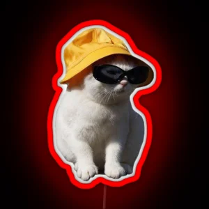 Bucket Hat Cat RGB Neon Sign