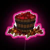 Vibrant Autumn Harvest Scene with Glowing RGB Neon Illumination Sign