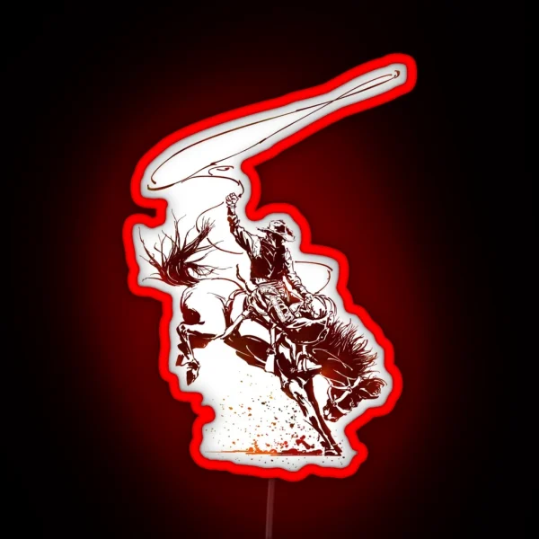 Bucking Bronco 2 RGB Neon Sign