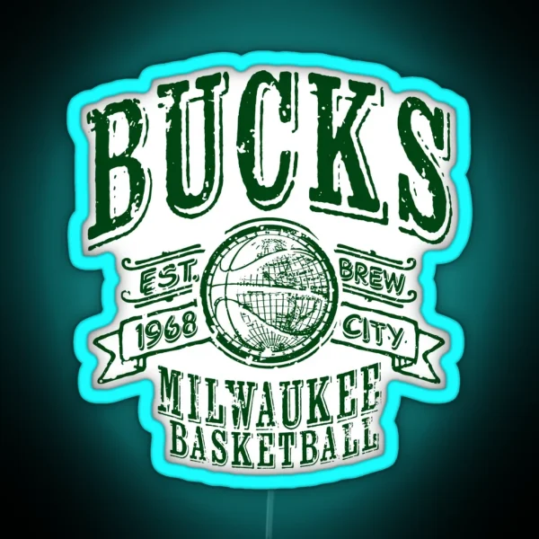 Bucks Vintage Basketball RGB Neon Sign