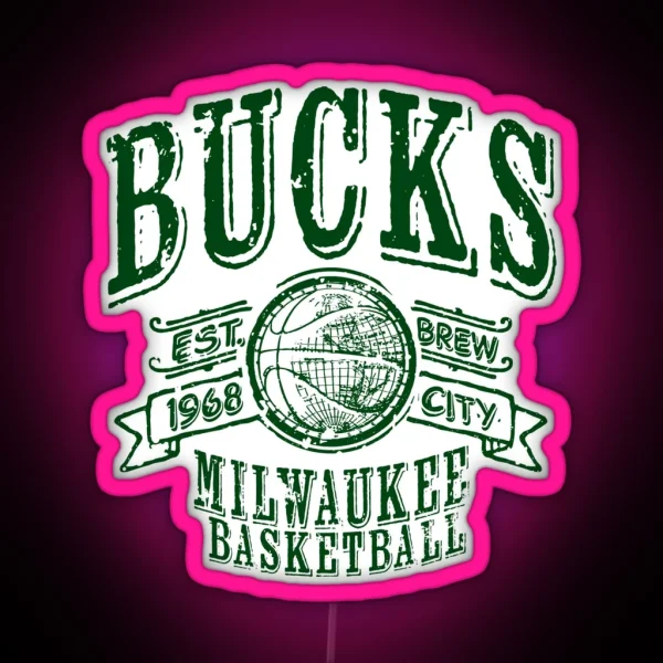 Bucks Vintage Basketball RGB Neon Sign