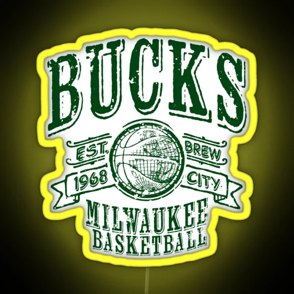 Bucks Vintage Basketball RGB Neon Sign