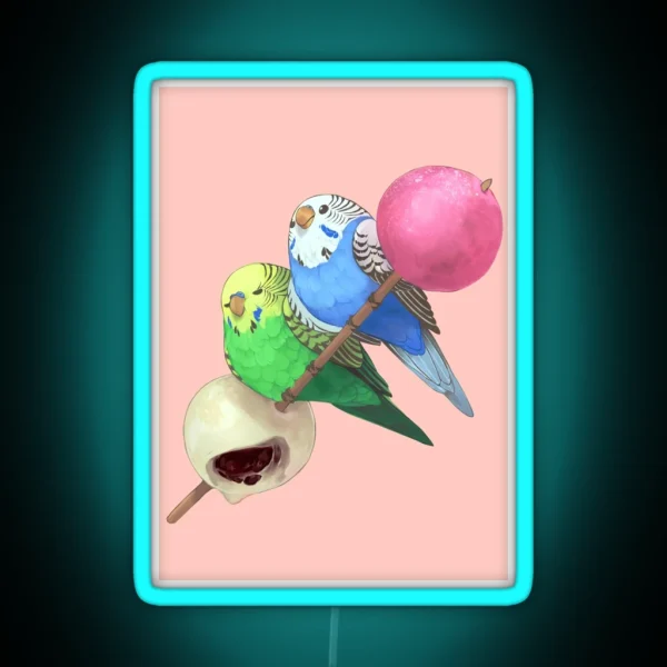 Budgies On Mochi Stick RGB Neon Sign