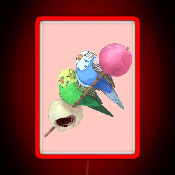Budgies On Mochi Stick RGB Neon Sign