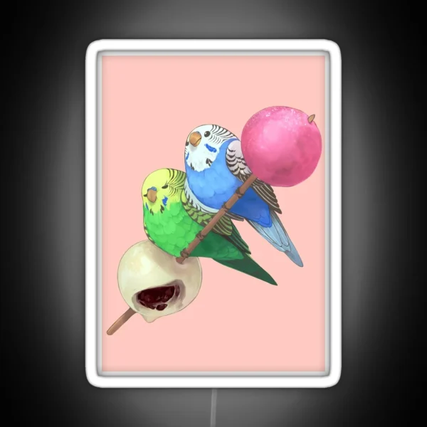 Budgies On Mochi Stick RGB Neon Sign
