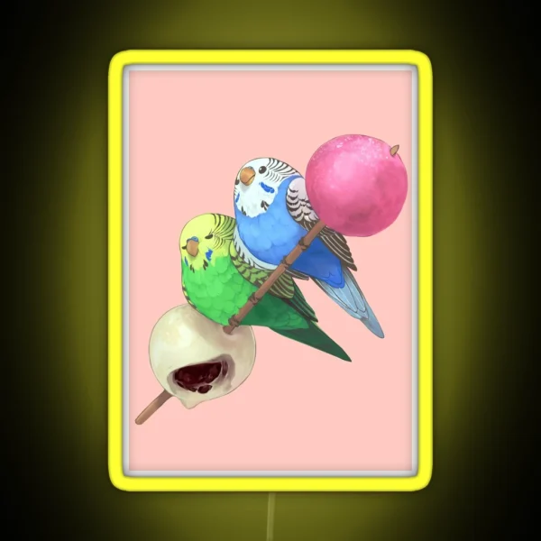 Budgies On Mochi Stick RGB Neon Sign