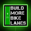 Cycling infrastructure advocacy neon sign with bold color accents