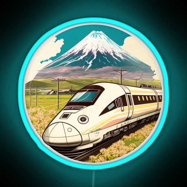 Bullet Train Speeding Through The Country Mucha Style RGB Neon Sign