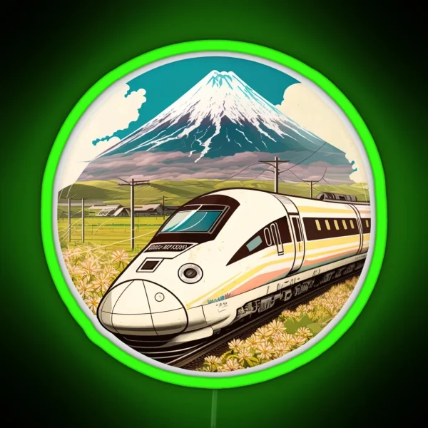 Bullet Train Speeding Through The Country Mucha Style RGB Neon Sign