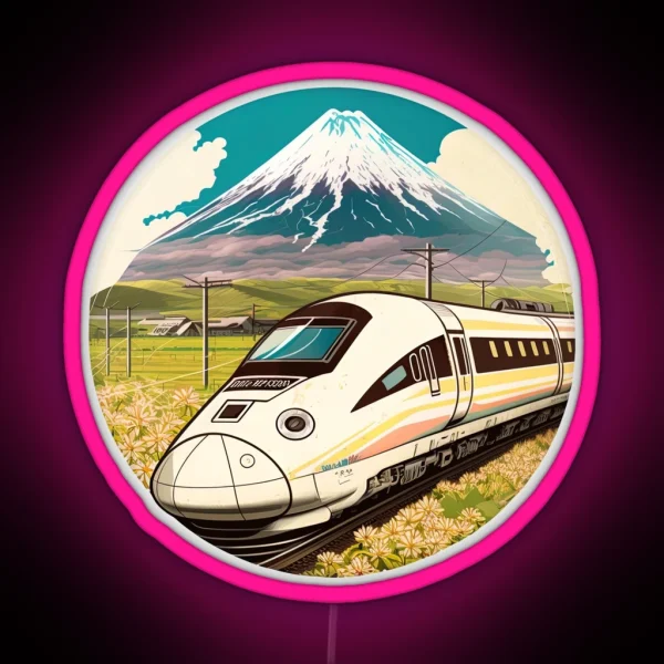 Bullet Train Speeding Through The Country Mucha Style RGB Neon Sign