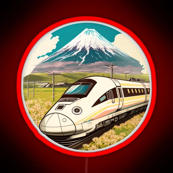 Bullet Train Speeding Through The Country Mucha Style RGB Neon Sign