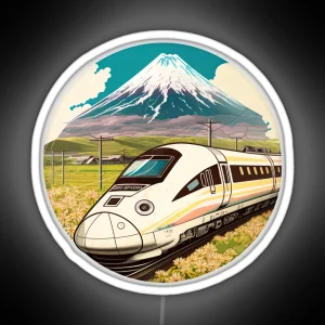 Bullet Train Speeding Through The Country Mucha Style RGB Neon Sign