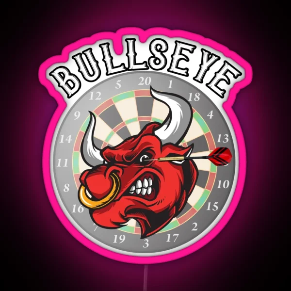 Bullseye Darts Fan Dartfeil Dartboard RGB Neon Sign