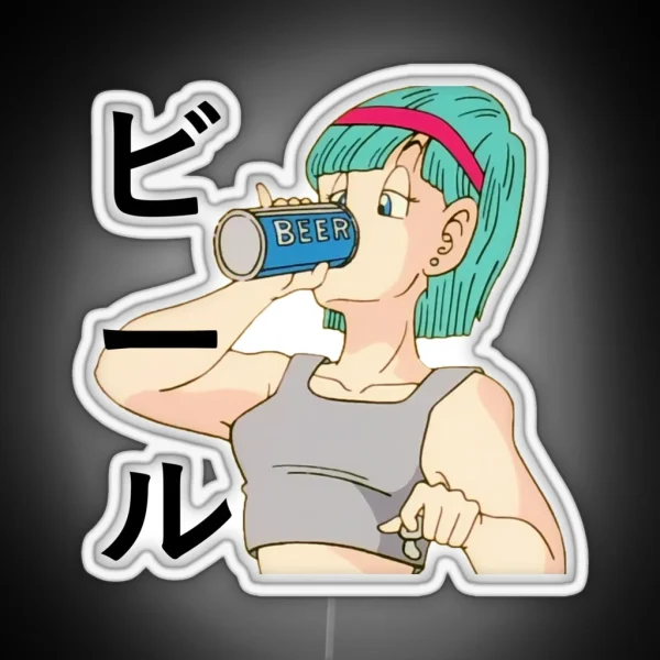 Bulma Drinking Beer Dragon Ball RGB Neon Sign