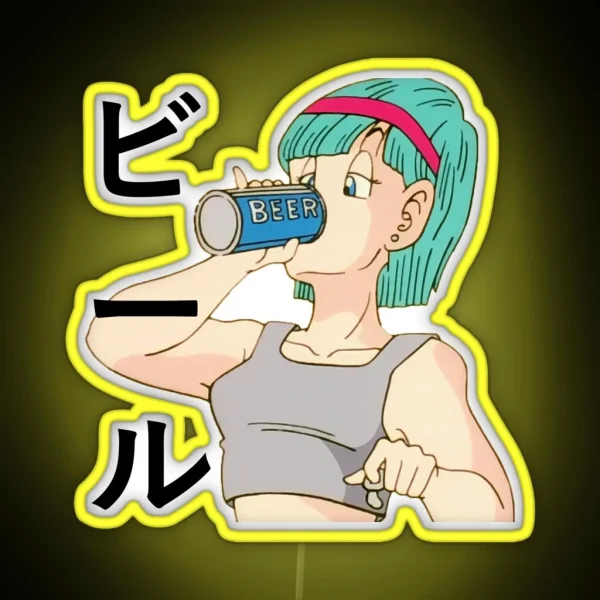 Bulma Drinking Beer Dragon Ball RGB Neon Sign