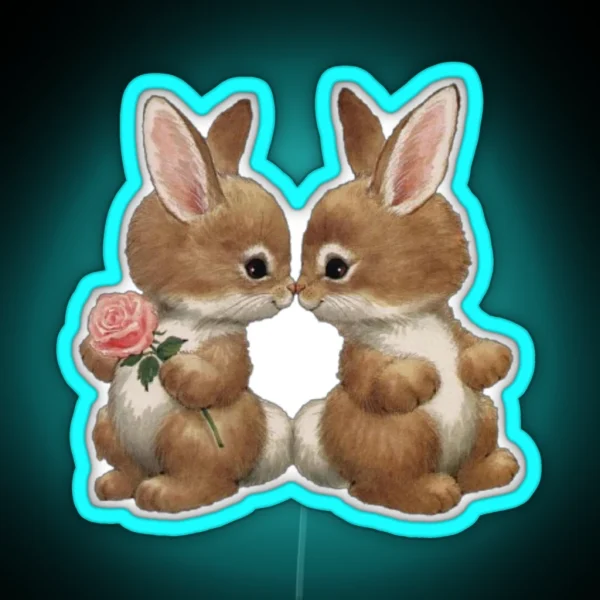 Bunnies In Love RGB Neon Sign