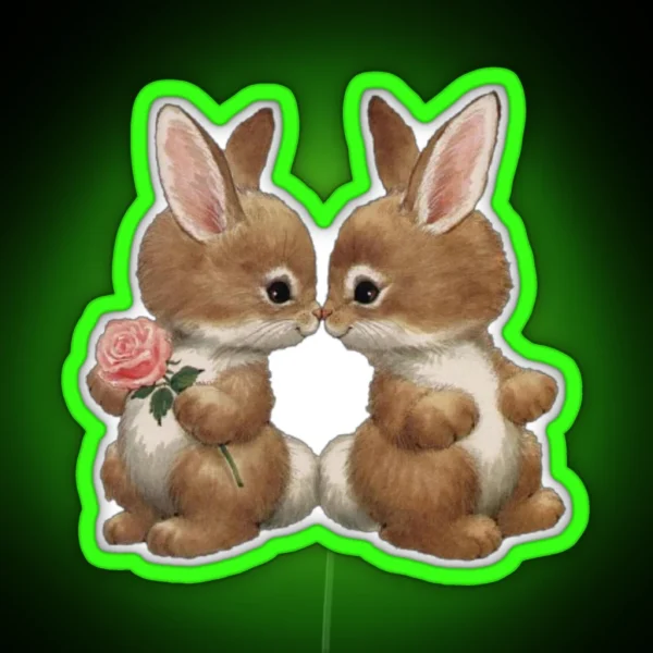 Bunnies In Love RGB Neon Sign