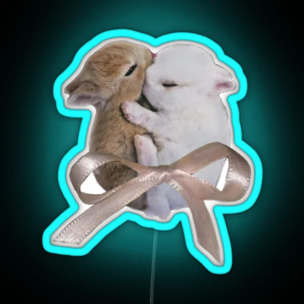 Bunnies With Bow RGB Neon Sign