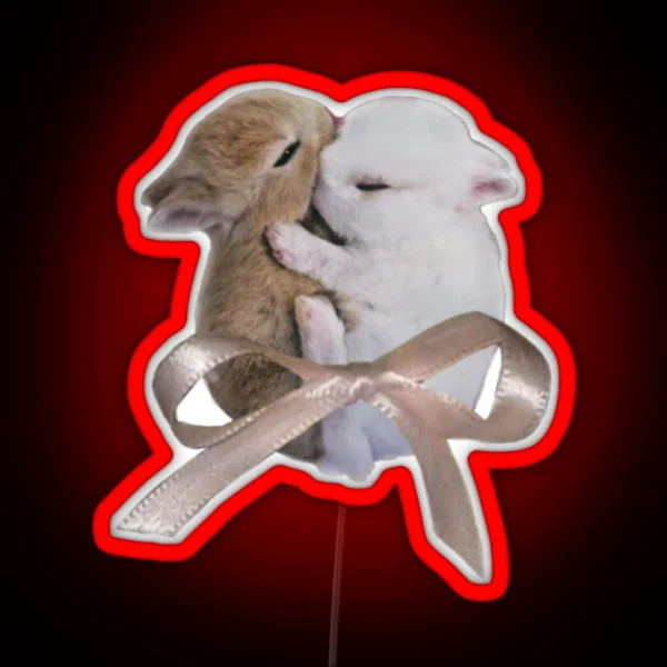 Bunnies With Bow RGB Neon Sign