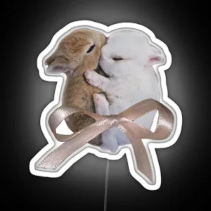 Bunnies With Bow RGB Neon Sign