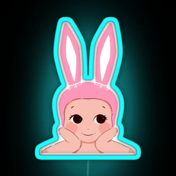 Bunny Cherub Pink Bunny Angel RGB Neon Sign