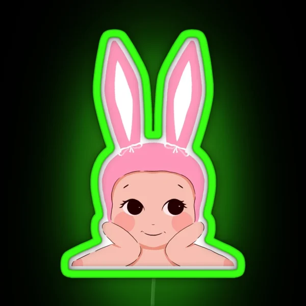 Bunny Cherub Pink Bunny Angel RGB Neon Sign