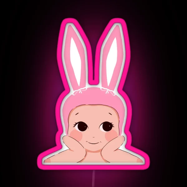 Bunny Cherub Pink Bunny Angel RGB Neon Sign