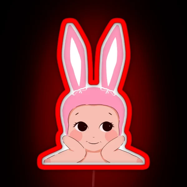 Bunny Cherub Pink Bunny Angel RGB Neon Sign