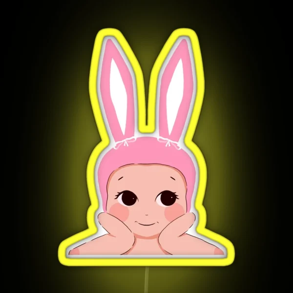 Bunny Cherub Pink Bunny Angel RGB Neon Sign